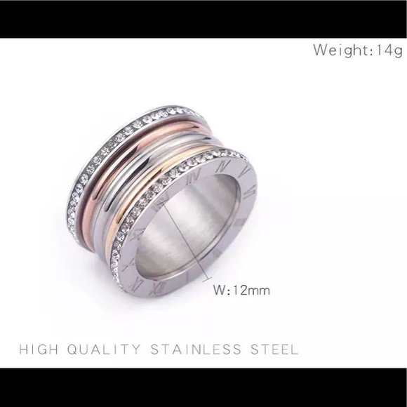 Roman Numeral Swarovski Crystals Stuck Up Eternity Gold Silver Rose Gold Ring - Picture 12 of 16